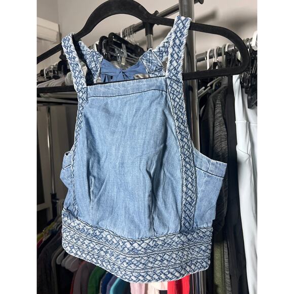 Maeve Braided Cropped Halter Top Blue Denim – Women’s Size 4 - Picture 5 of 9